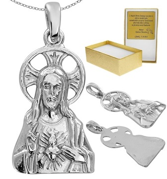 БОЛЬШАЯ МЕДАЛЬ ИИСУС ХРИСТОС, СЕРЕБРО 925 ПРОБЫ + ГРАВИРОВКА