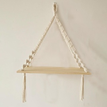 Треугольная полка в макраме, настенный органайзер, плавающие полки, настенная полка для дерева