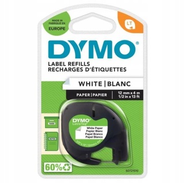 DYMO Taśma LT LetraTag papierowa 12mm 4m biała