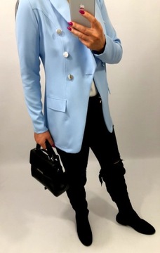 Marynarka Damska ze Złotymi Guzikami Elegancka Amarantowa Dwurzędowa L