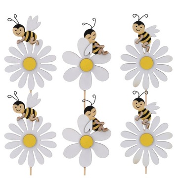 Деревянные украшения пасхальные аксессуары цветы пчелы пчелы 6 шт.