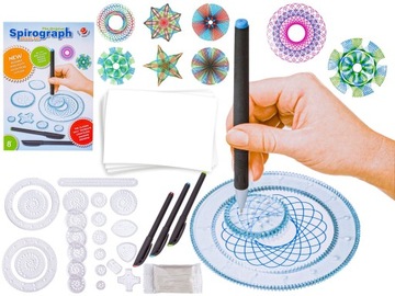 SPIROGRAF ZESTAW DO RYSOWANIA WZORÓW SZABLONY PISAKI DIY