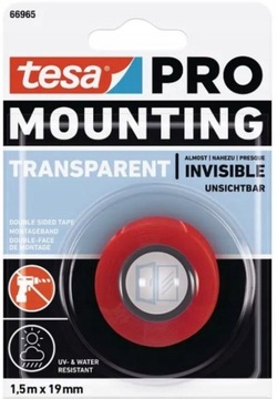 Taśma dwustronna 66965 Tesa 19 mm x 1,5 m Mounting przezroczysta