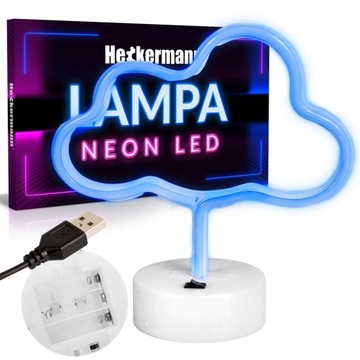 NEON LED LAMPKA CHMURA Z PODSTAWKĄ USB DO POKOJU