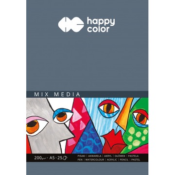 7811 BLOK MIX MEDIA A5 200g 25ark HAPPY COLOR