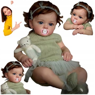 DUŻA LALKA REBORN 60 CM JAK ŻYWA BOBAS DZIEWCZYNKA skóra jak prawdziwa 3D