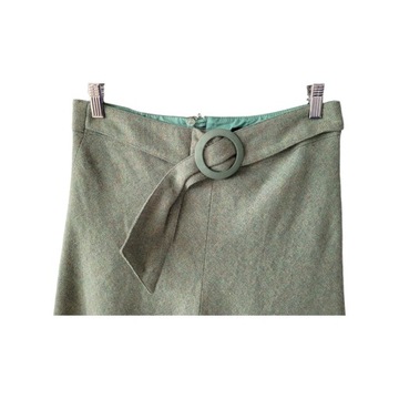 Zielona ciepła spódnica midi z wełną M 38 H&M rozkloszowana pasek podszewka