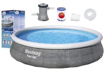 Basen rozporowy okrągły Bestway 396x84 cm 57376 kolor rattan 2024 dmuchany