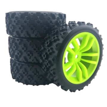 Zestaw 4 zestawów kół i opon sześciokątnych RC 12 mm do modelu Wltoys 144001 Crawler Green