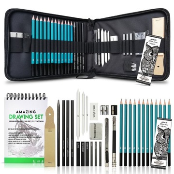 OŁÓWKI DUŻY ZESTAW DO SZKICOWANIA SZKICOWNIK XL NA PREZENT