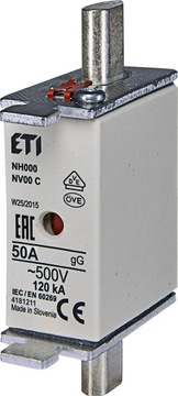Wkładka bezpiecznikowa topikowa KOMBI NH000 50A gG/gL 500V WT-00C 004181211
