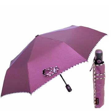 Elegancki Parasol Damski Fiolet Metalic Automatyczne otwieranie i zamykanie