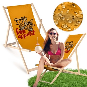 Leżak OGRODOWY DRAWNIANY JASNY BON APPETIT na PLAŻĘ TARAS BALKON Wakacyjny