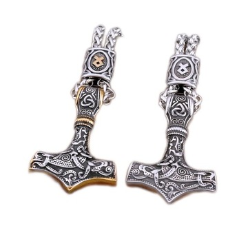 Medalion Młot Mjolnir naszyjnik Viking Runy Wiedźmin Wiking łańcuszek pudeł