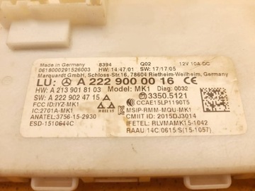 MERCEDES-BENZ S W222 W257 MODUL ŘÍZENÍ KEYLESS A2229000016
