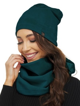 WELUROWY komplet CZAPKA beanie + KOMIN SZAL POLSKI