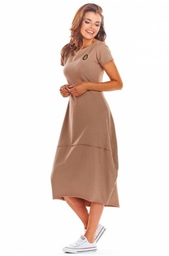 Długa dresowa sukienka oversize lużna, L/XL