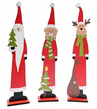 РОЖДЕСТВЕНСКИЙ МЕДВЕДЬ САНТА ОЛЕНЬ ФИГУРКА ДЕРЕВЯННЫЕ УКРАШЕНИЯ РАЗЛИЧНЫЕ УЗОРЫ