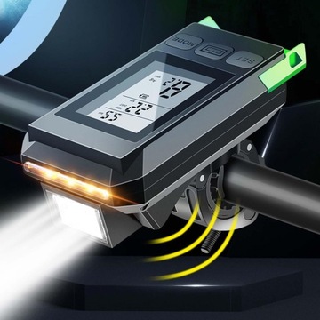 USB -спидометр Counter -The Bicycle Bell ЖК -дисплей с зеленым велосипедным отражателем