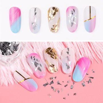 Эффект разбитого стекла Золото Золото для ногтей