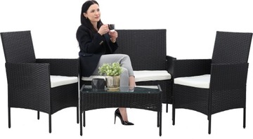 КОМПЛЕКТ САДОВОЙ МЕБЕЛИ GARDEN LINE, ПЛАСТИКОВЫЙ РОТАН, 4 ЭЛЕМЕНТА. ЦВЕТА