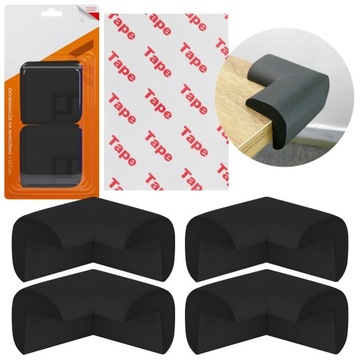 УГЛОВАЯ ЗАЩИТА черная пена для углов стола, накладки на кромки мебели, 4 шт.
