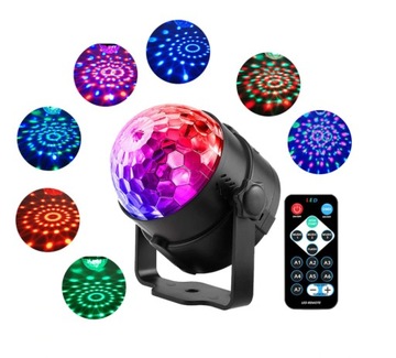 СВЕТОДИОДНЫЙ ПРОЕКТОР DISCO BALL RGB ДЛЯ ВЕЧЕРИНКИ ЛАЗЕР + ПУЛЬТ ДИСТАНЦИОННОГО УПРАВЛЕНИЯ