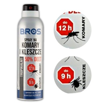 Spray DEET na komary i kleszcze 50% 180ml Bros