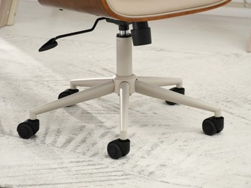 КОЖАНЫЙ ОФИСНЫЙ СТУЛ ОСТИН ИЗ ОРЕХА, ДЕРЕВЯННЫЙ, БЕЖЕВЫЙ, ОБИВКА, СЕРАЯ НОЖКА