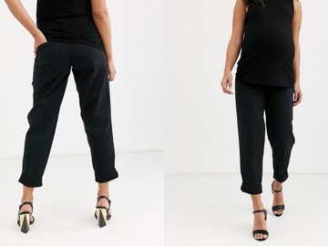 DESIGN Czarne spodnie bojówki dopasowane S