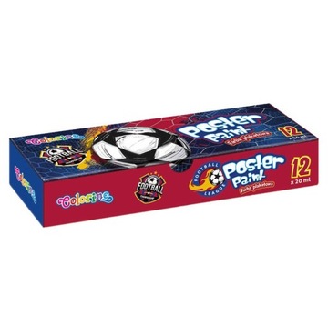 Farby plakatowe 12 kolorów 20 ml Colorino PIŁKA
