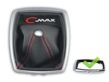 FORD C-MAX 2007-2010 MIESZEK ZMIANY BIEGÓW SKÓRA HAFT CZERWONY RAMKA CHROM