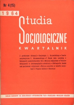 STUDIA SOCJOLOGICZNE KWARTALNIK NR 4(15) 1964