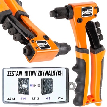 NITOWNICA RĘCZNA DO NITÓW 2.4 - 4.8 MM + NITY ZRYWALNE ALUMINIOWE 450 SZT.