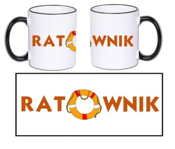 Kubek czarny rant ratownik wodny