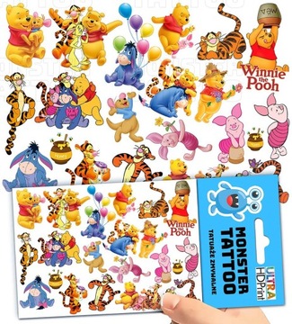 TATUAŻE ZMYWALNE TYMCZASOWE DLA DZIECI KUBUŚ PUCHATEK WZORY ORYGINALNE