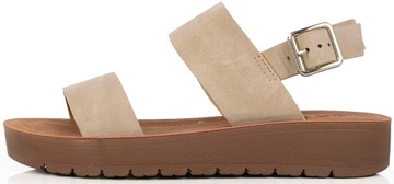 SANDAŁY DAMSKIE BEŻOWE KLAPKI ZAMSZOWE PASKI 39