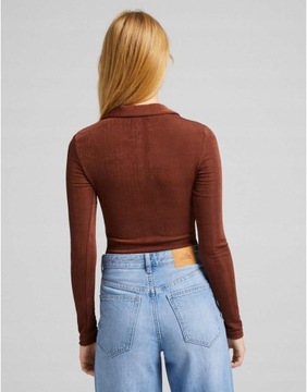 BRĄZOWE BODY DŁUGI RĘKAW Bershka _OS M