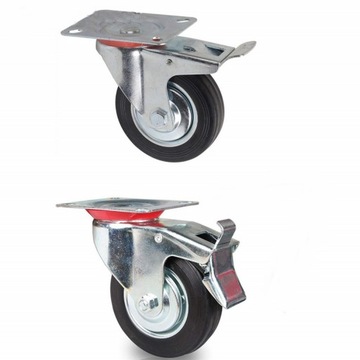 КОЛЕСО РЕЗИНОВОЕ ПОВОРОТНОЕ ДЛЯ ТЕЛЕЖКИ 125 мм С ТОРМОЗОМ