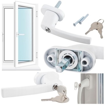 ЗАЩИТНАЯ ОКОННАЯ РУЧКА С КЛЮЧОМ, БЕЛАЯ, ПРОТИВОВЗЛОМНАЯ, УНИВЕРСАЛЬНАЯ
