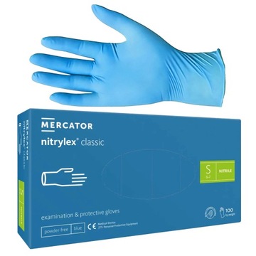 Rękawiczki Nitrylowe NITRYLEX CLASSIC BLUE Niebieskie Bezpudrowe 100sztuk S