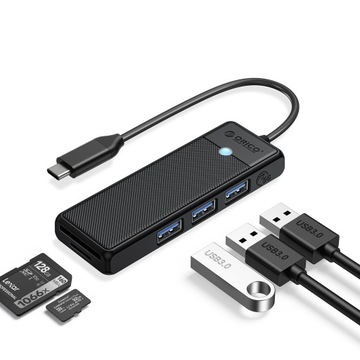 ORICO HUB STACJA ADAPTER ROZGAŁĘZIACZ 4W1 USB-C DO 3X USB-A 3.0 CZYTNIK SD
