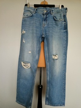 Allsaints jeansy proste spodnie z dziurami 29