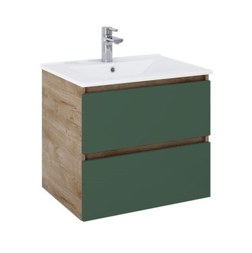 Szafka podumywalkowa Top wisząca dąb / zielony mat z umywalką 60 cm