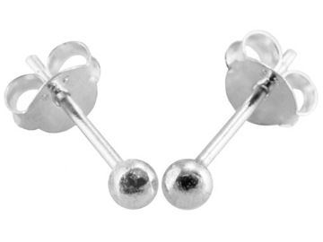 VERSIL kolczyki kulki 3,0 mm wkrętki SREBRO 925
