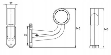 СВЕТОДИОДНЫЙ УГЛОВОЙ ГАБАРИТНЫЙ ФОНАРЬ, БЕЛЫЙ КРАСНЫЙ