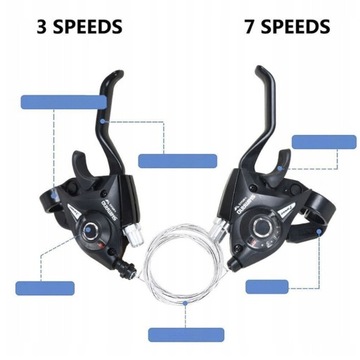 КОМПЛЕКТ ВЕЛОСИПЕДНОГО ПЕРЕКЛЮЧАТЕЛЯ С ЛЕВЫМ ПРАВЫМ ТОРМОЗНЫМ РЫЧАГОМ 3X7, 21 СКОРОСТЬ