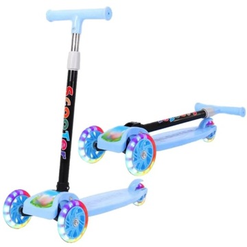 ТРЕХКОЛЕСНЫЙ ДЕТСКИЙ САМОКАТ, СВЕТОДИОДНАЯ ПОДСВЕТКА, БАЛАНСИРОВКА, СКЛАДНОЙ, 50 кг