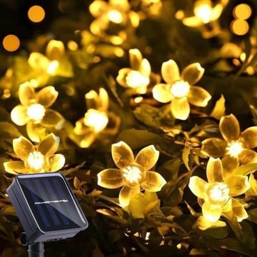 LAMPKI SOLARNE OGRODOWE ŚWIETLNA KWIATY 12M 100LED