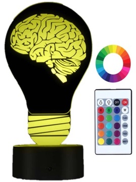 Lampka Nocna 3D Led Mózg w Żarówce Grawer Imię